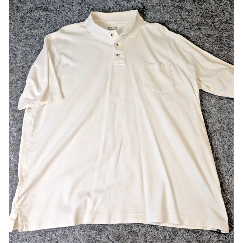 Austin Clothing Co Polo Shirt Men's Extra Large Off White 100% Cotton Pocket